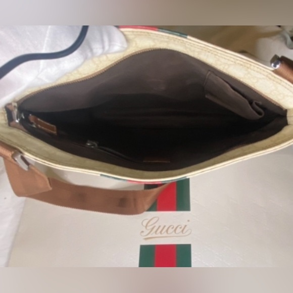 GUCCI ❤️❤️ SHERRY/WEB LINE CROSSBODY RARE - Picture 9 of 15